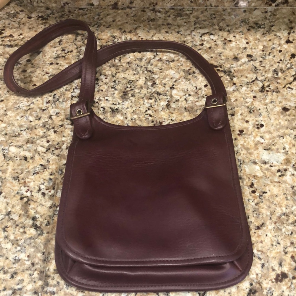 Vintage Burgundy Leather Shoulder Bag
